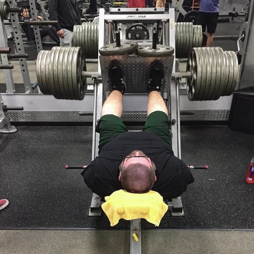 Are you for real?! 850 lbs on leg press! WHAT? Serious respect for the work he is putting in.
Don't worry, he asked for this!